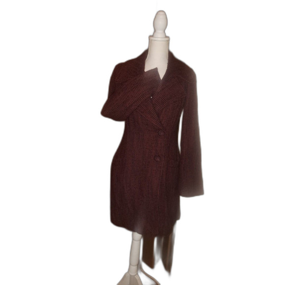 Gorgeous size Small Plum and Black accents 2 button thick Coat - Picture 4 of 8